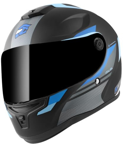 FC-Moto FF114B Zeron Helm, schwarz matt/hellblau, L