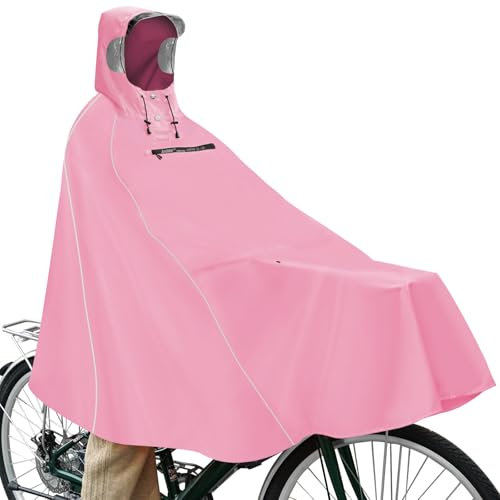 Andake Regenponcho Fahrrad Für Herren & Damen, Wasserdicht Radfahren Regen Poncho, Regenponcho Herren, Regencape Damen wasserdicht Fahrrad,Kirschblüte