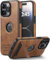 BinBoom Leather Case for iPhone 16 Pro Case, Thin Flexible Soft Grip Luxury Cover, Protective Slim with Kickstand Shockproof Phone Cases Compatible with iPhone 16 Pro, Brown