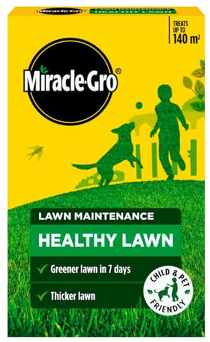 Miracle-Gro Healthy Lawn Natural Lawn Food 80m² / 140m² Coverage | Feeds Grass for Up to 3 Months | Strengthens Roots & Enhances Greening | Child & Pet Friendly Once Dry (140m2)