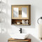 HOMCOM Armoire Murale Salle de Bain avec Miroir, Meuble Salle de Bain, Armoire de Toilette avec Compartiment Ouvert et étagère réglable, chêne