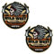 2 X Wild West Hatchet Iron-On Patch – 7 x 7cm Embroidered Western Badge with Feathers, Tomahawks & Canoe – Cowboy Costume Patch for Jackets, Vests, Bags & Crafts