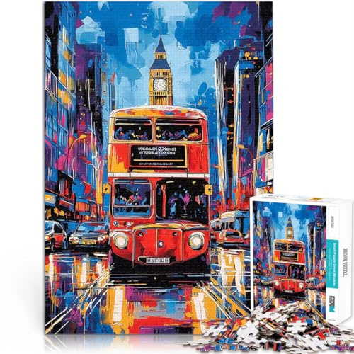 1000-teilige Puzzles für Erwachsene Hands-on-Spiel Pop-Art-London-Bus mit Big Ben im Hintergrund Tolle Geschenke und Spielzeuge38x26cm