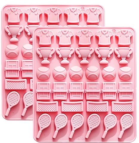 Tennis Silikon-Backform, 2er-Set, 7,01x7,87 Zoll, Rosa | Tennis-Motiv, 26 Kavitäten, Schokoladenform, Wiederverwendbar, Für Candy & Gelee
