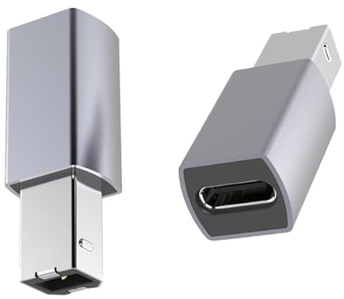 USB C female to printer male adapter, USB Type C to USB B converter, supports data sync adapter compatible with Samsung Brother HP Lexmark Epson Dell Canon Xerox etc. and Piano DAC etc. (2-packs)
