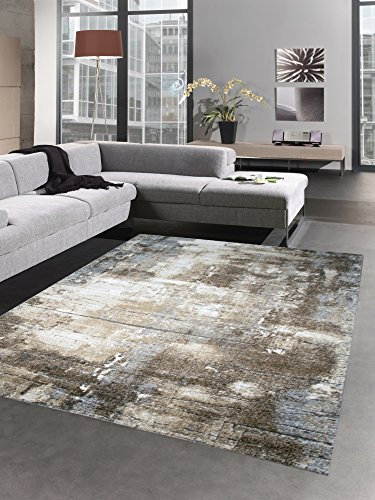 CARPETIA Designer Teppich Wohnzimmerteppich Kurzflor Stein Optik braun beige grau Größe 120x170 cm