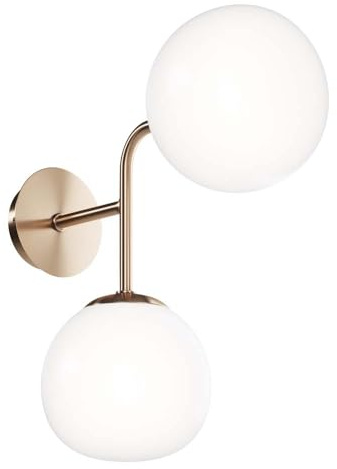 MAYTONI ERICH Wandleuchte innen Messing – 2-flammige Wandlampe modern – Schlafzimmerlampe, Wohnzimmerlampe und Flurlampe – Leuchte aus Metall und Glaskugeln, 40 W