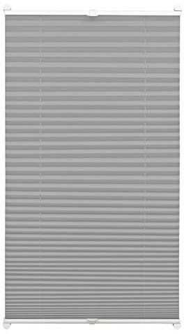 GARDINIA EASYFIX Plissee ohne Bohren, Zum Klemmen, Blickdichtes Falt-Rollo, Inkl. Aller Montage-Teile, 2 Bedienschienen, Schiefer, 65 x 130 cm