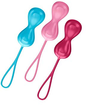Satisfyer Balls' - mit Vibration für mehr Lust, 3,4 cm, 3 Teile, Größe:3.4, Farbe:Bunte Doppelkugel mit Vibration