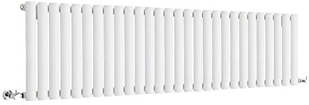 Milano Aruba White Horizontal Single Oval Panel Radiator - 400mm x 1652mm