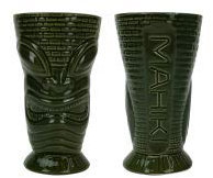 Mahiki Tiki Keramik-Becher, Tiki Mugs, grüner Cocktailbecher in Tiki-Version