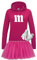 Hoodie M&M + Tüllrock Karneval Gruppenkostüm Schokolinse 9 Farben Damen XS-2XL Mundm Fans Tanzgruppe Fasching Verkleidung Rosenmontag, Größe:S, Farbe:pink - Logo weiss (+Handschuhe weiss/Tütü pink)