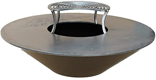 Designer Feuerschale Feuerstelle mit 100cm Feuerplatte 8mm & Grillaufsatz #648