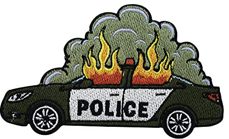 Finally Home Brennendes Polizeiauto Patch zum Aufbügeln | Patches, Biker Bügelbild, Punk Rocker Aufbügler, Anarchy Aufnäher
