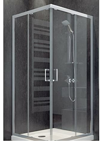 ECOLAM® Duschkabine Modern Viereck 80 x 80 x 165 cm niedrig Duschabtrennung Dusche Klarglas Echtglas gehärtetes Glas Schiebetüren transparent easy clean