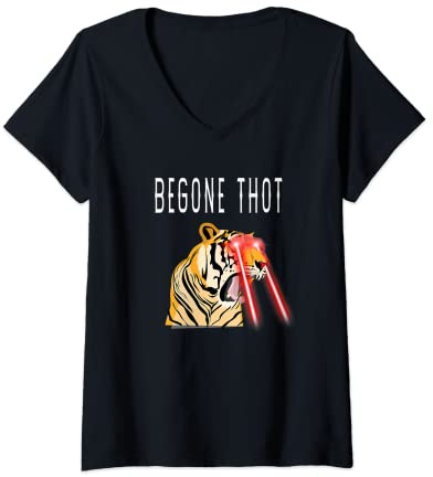 Donna Begone Thot - 2021 divertente gioco di parole sarcastiche regalo Maglietta con Collo a V