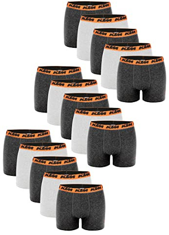 KTM by Freegun Boxershorts für Herren Unterwäsche Pant Men´s Boxer 15 er Pack, Farbe:Dark Grey/Light Grey, Bekleidungsgröße:L