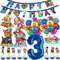 REDO Hund Geburtstagsparty Dekoration Alles Gute zum Geburtstag Banner Girlande Hängende Wirbeldekoration Hund Heliumballon Digitaler Folienballon Jungen Mädchen Baby Kinder für 3 Jahre