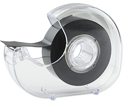 TimeTex Magnet-Streifen-Abroller - selbstklebend - 19 mm x 5 m - Magnetband im praktischen Spender - Magnetklebeband - 93781 - Magnetplättchen
