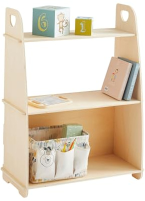 Bücherregal für Kinder, ohne Nieten und Schrauben, natürliches Sperrholz, 3 Einlegeböden, 100% FSC