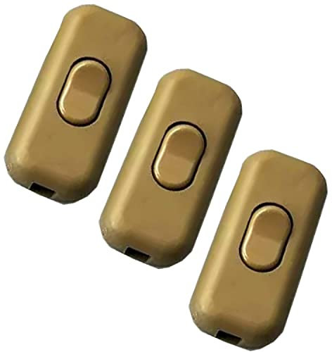 3x Zwischenschalter Schnurschalter - 2-3 polig 6A 250V - Schnurzwischenschalter, Wippschalter, Zuleitungsschalter, Kabelschalter, Schalter | Gold