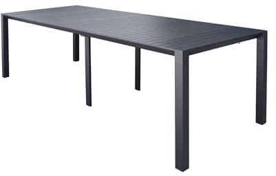 Decor Space Table extensible Tulum en aluminium Slatwall 51-260 x 85 cm console pour jardin et véranda (Anthracite, Table 51-260 cm)