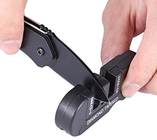 GUOMIS Affilatrice 4 in 1, strumento di affilatura portatile, multifunzionale in acciaio al tungsteno per esterni
