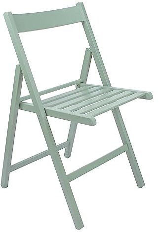 Harbour Housewares Beech Wood Folding Chair - Sage Green - 1x - Wooden Garden Chair Outdoor Seating Deck Seats Lightweight Foldable Dining Patio Furniture
