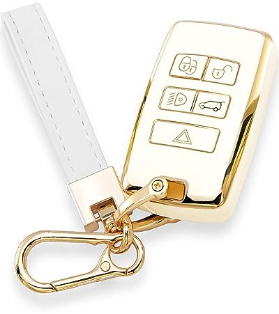 Coque pour porte-clés, avec porte-clés en cuir, TPU, accessoires de coque de clé, Blanc 28, for-landRoverB-white