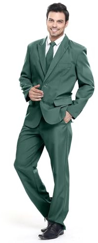 U LOOK UGLY TODAY - Completo da uomo, abito per Natale ed eventi, alla moda, taglio normale, in tinta unita, verde scuro, L
