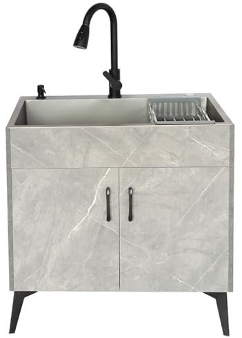 Mueble Bajo Fregadero,Mueble Lavadora Exterior,Lavadero Jardin,Lavabo Inox,Fregaderos Cocina Baño Restaurante,Cuenca única estación de Trabajo de preparación,con Grifo,Componentes de Drenaje ( Color :