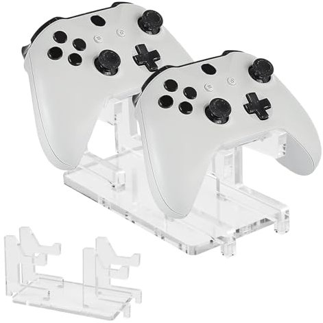 Fangehong Soporte Universal de Controlador Gamepad Transparente - Exhibición Acrílica Doble para Mandos - Accesorio de Escritorio