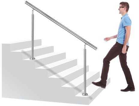 XINZI 100cm Edelstahl Handläufe für Treppen Einstellbarer Winkel Treppengeländer Außen Geländer ohne Querstreben Handrails für Gartentreppen Eingangstreppen Balkontreppen Terrassentreppen