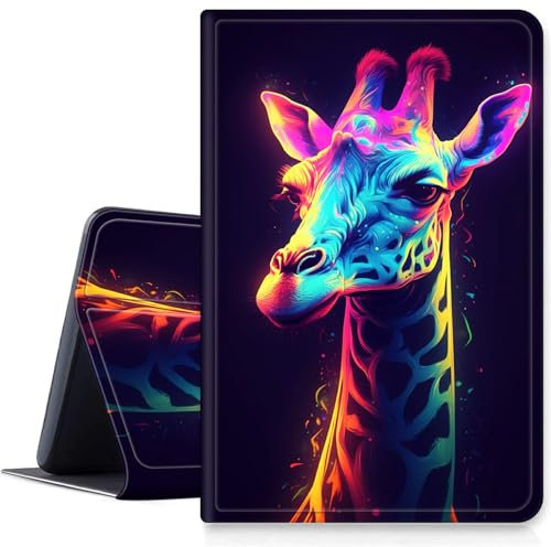 DIGTIALL Case for 10.1 Amazon Fire HD 10 Tablet (5th/7th/9th Generation,2015/2017/2019 Release),Slim PU Leather Folding Stand Protive Cover with Auto Wake/Sleep,Colorful Giraffe