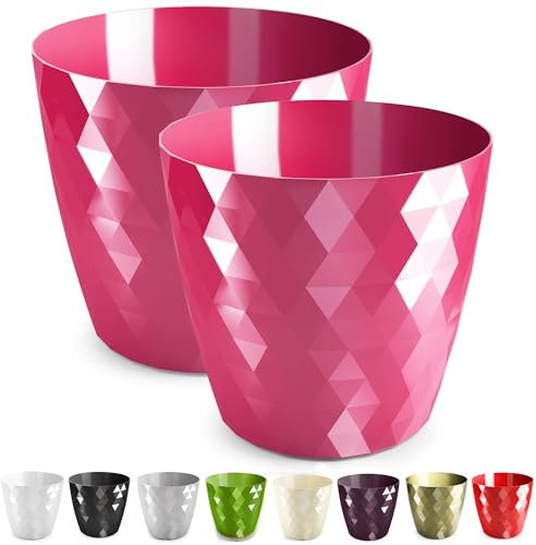 PECZEKO Maceta Brillante, Maceta de Plástico, Maceta Decorativa para Flores Grandes y Pequeñas, Juego de 2 Macetas, Macetas, Macetas para Hierbas, (Paquete de 2) Amaranto, ø 30 cm