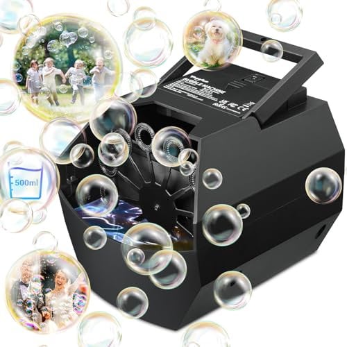 Theefun Tragbare Seifenblasenmaschine, Automatischer Seifenblasenmaschine Kinder 500ml Seifenblasen Maschine 1500+ Bubbles/Min Professional Blasenmaschine für Geburtstag, Party, Hochzeit (Black)