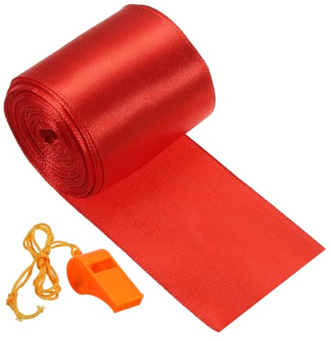 PATIKIL Ziellinie Satinband, Polyester-Stoffband mit Pfeife für Outdoor-Leichtathletik-Sprintrennen Sport