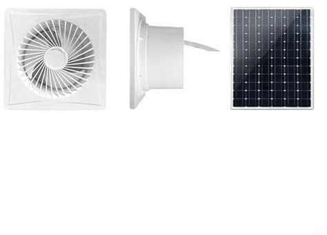 WBRSybUK Extractor Ventilation Fan, Solar 12V DC Exhaust Fan For Home Kitchen And Bathroom, Mosquito Free Design, Solar Powered,8 inch