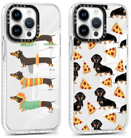 Xylota Pack of 2 Transparent Mobile Phone Case for iPhone 14 Pro Max 6.7 Inch Case, Transparent Case with Pattern Cute Dog Girl Protective Case, Silicone Thin TPU Bumper Shockproof Cover for iPhone 14