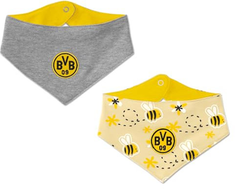 Borussia Dortmund Unisex Baby BVB 2er-Set Dreieckstuch, gelb, Einheitsgröße Pack