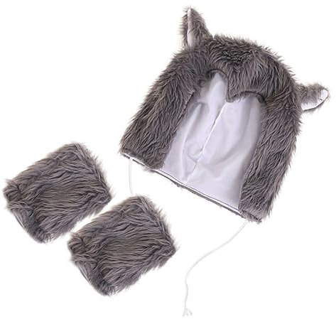 Holibanna 1 Set Wolfsmütze Für Damen Werwolfohren Mütze Aus Plüsch Neuheit Tiermütze Volle Tierkopfmaske Halloween Cosplay Maske Party Wolfsmütze Horrormaske Wolfsmütze Für