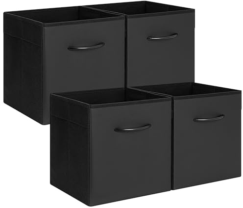 StorageWorks Cube Storage Boxes with Handle, Storage Cubes Basket 27x27, Kallax Storage Boxes for Organising Clothes, Wardrobe Baskets for Cube Storage, Square Storage Box for Bedroom, 4-Pack