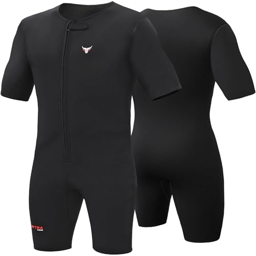 Mytra Fusion Néoprène Combinaison de survêtement pour hommes et femmes, extensible, perte de poids, pour amincir, Fitness, exercice de gymnastique, course à pied et natation (Black, 4XL)