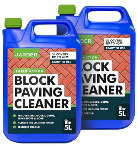 Jarder Rapid Action Block Paving Cleaner 2 x 5L - Elimimates Black Spot, Lichen, Dirt, Grime, Mould and More - Protects against Cracking - Restores Colour