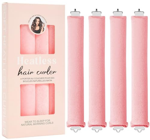 4 Stück Heatless Curls Band Lockenwickler über Nacht, Locken Ohne Hitze, Hitzefreie Overnight Blowout Hair Curler, Haarwickler Haare Lockenband Locken über Nacht für Alle Haartypen (4PCS Pink, M)