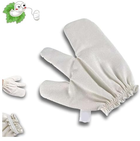 Garshana Handschuhe aus Rohseide, Massagehandschuhe, ayurvedische Massage, Rohseide-Handschuhe, Garshana mit elastischen Handgelenkbändern, für Peeling der Haut, Reduzierung von Aknenarben, Cellulite