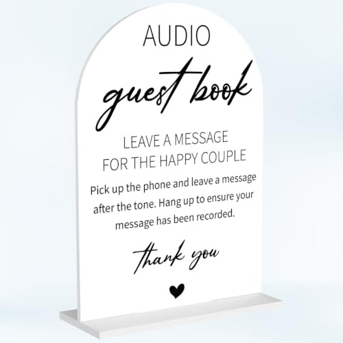 Audio Guest Book Sign for Wedding Baby Shower Bridal Shower | Wedding Welcome Sign for Ceremony and Reception,White Acrylic Arch Reception Table Decor Sign,7''×5''