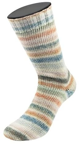 LANA GROSSA Cool Wool 4 Socks Print | Bedrucktes Merino-Sockengarn aus mehrfach verzwirnten Einzelfäden | Handstrickgarne aus 75% Schurwolle | 100g Wolle zum Stricken & Häkeln | 420m Garn FB 7768