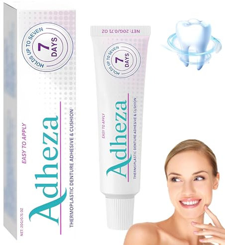 Adhésif Dentaire Adheza, Fixateur Pour Prothèses Dentaires Adheza, Adhésif Thermoplastique Pour Prothèses Dentaires, Fixation Forte Pour Un Usage Quotidien (1 pièce)