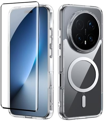 Heioloo Magnétique Coque pour Honor Magic 8 Pro, Compatible avec MagSafe, avec Verre Trempé Protection écran Anti-Chute Silicone Souple, antidérapante, résistante aux Rayures, Anti-Chocs